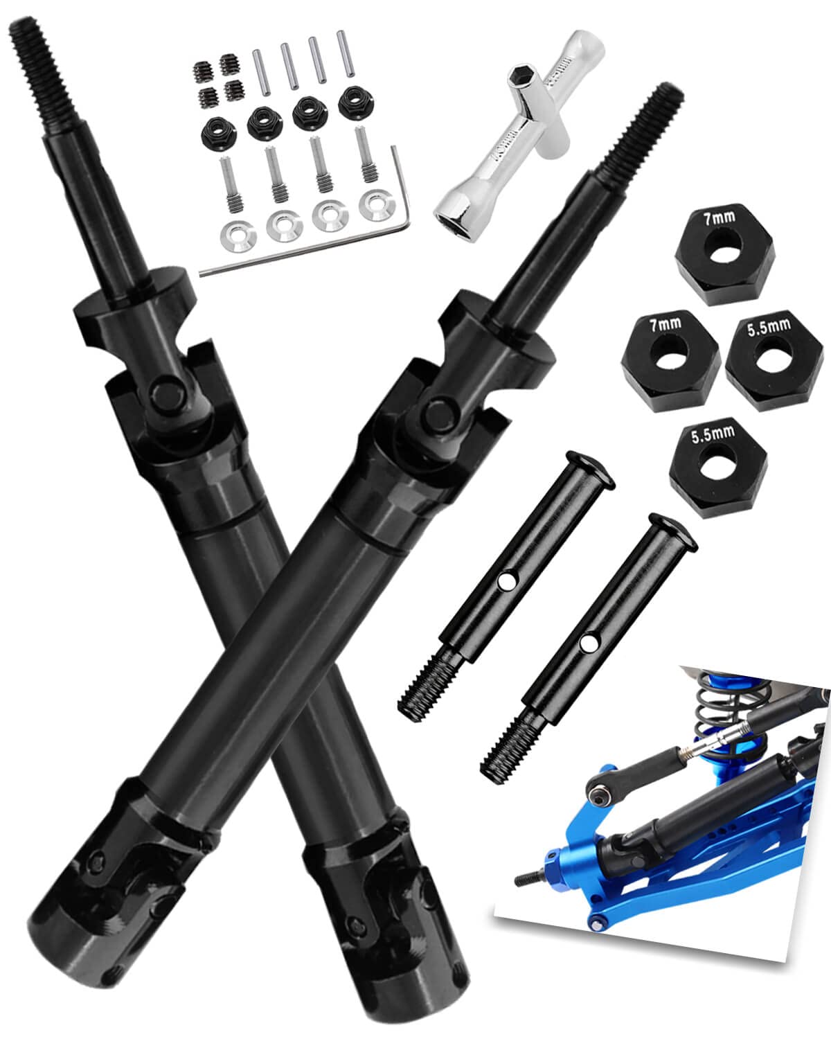 RCMYou Rear Drive Shaft CVD & Front Axles Upgrades Part for 1/10 Stampede VXL 2WD,Rustler VXL 2WD,Slash VXL 2WD,Hoss VXL 2WD, St