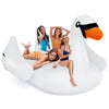 Goplus Giant Inflatable Swan Floating Island, 4 People Pool Float With 4 Cups Holders, Recreational Floating Dock For Lake, Swim