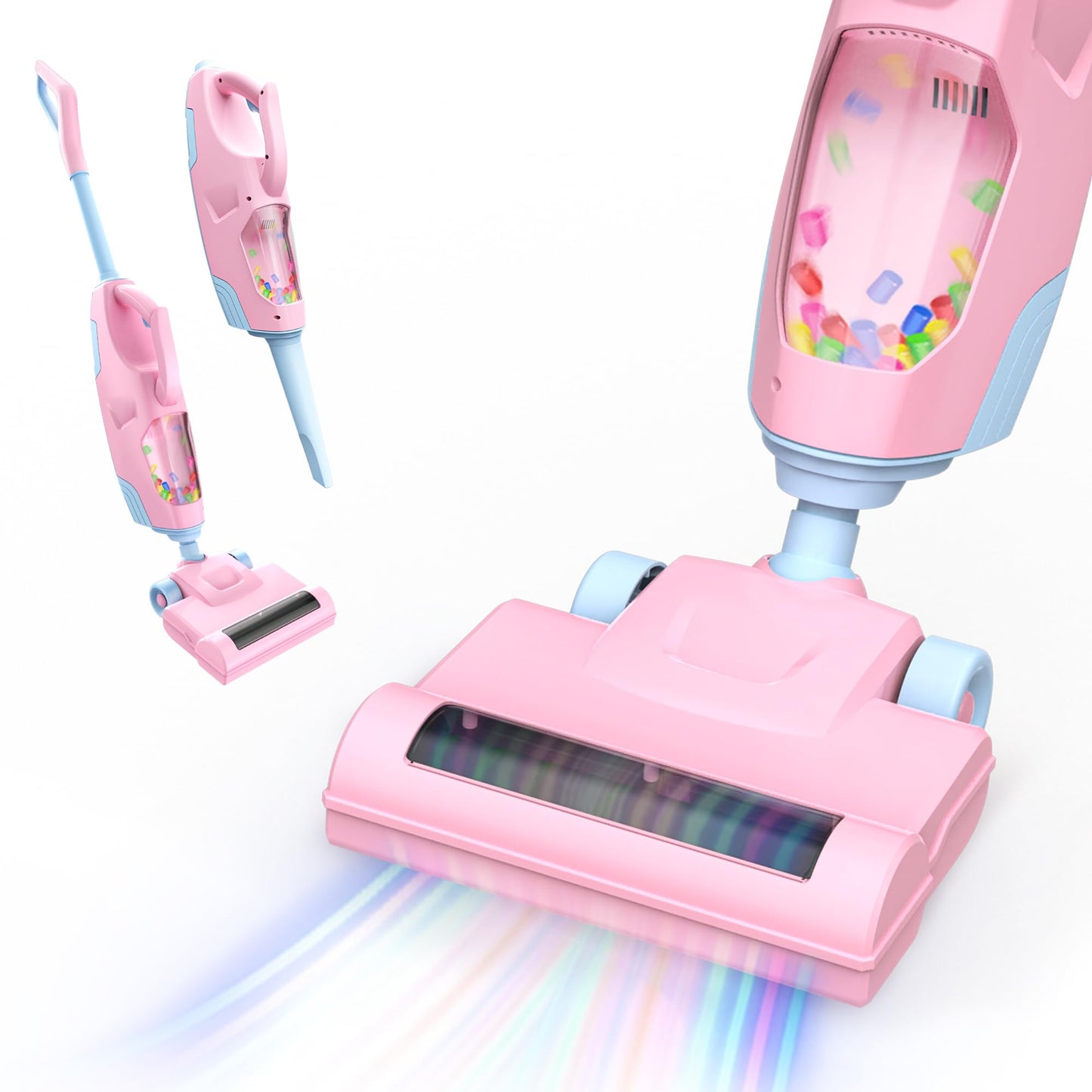 Toy Choi's 2-in-1 Kids Vacuum That Really Works - Toy Vacuum for Toddlers with Sound Effects, Pretend Play Kids Vacuum Cleaner,