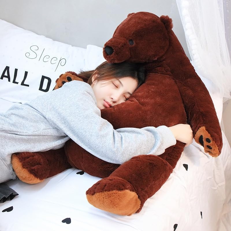 Yeqivo Huge Bear Plush Toy Brown Giant Bear Plush, 60Cm Big Stuffed Bear Soft Simulation Big Bear Stuffed Animal Plush For Kids Girlfriend