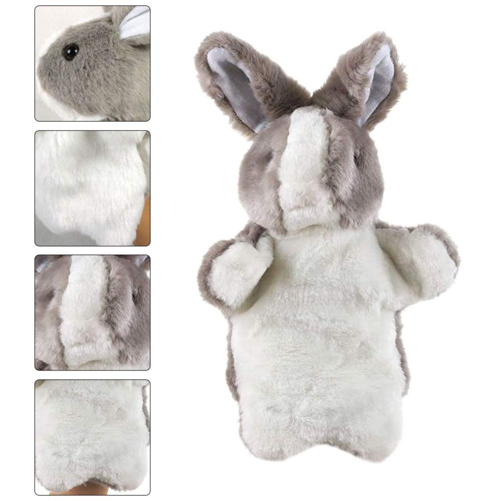 Easter Bunny Rabbit Hand Puppet Plush Animal Toys Easter Kids for Imaginative Pretend Play Stocking Storytelling (Gray)