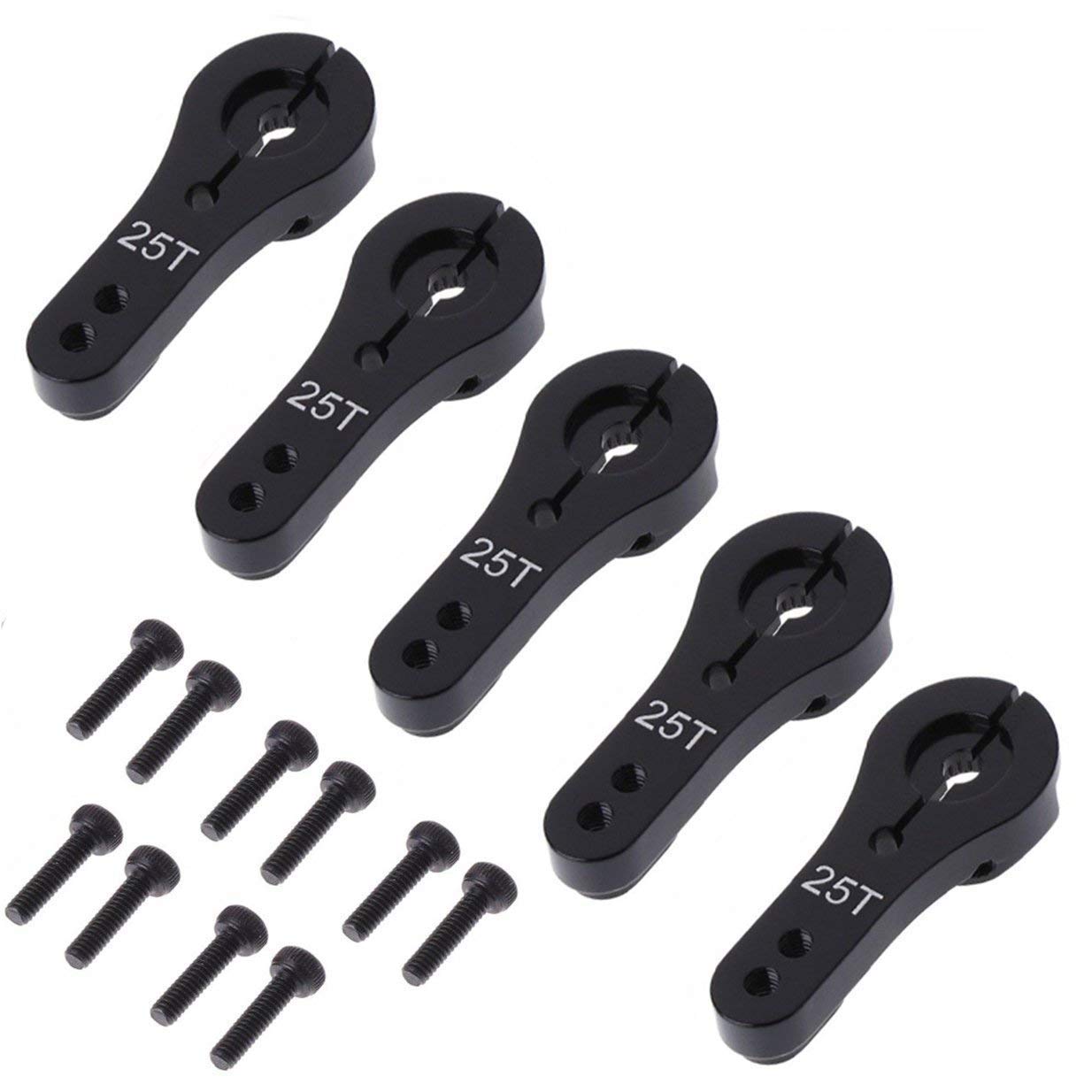 5 Pack Sharegoo 25T Aluminum Servo Horns M3 Threads Metal Steering Arm For Rc Car Truck Buggy Airplane-Black