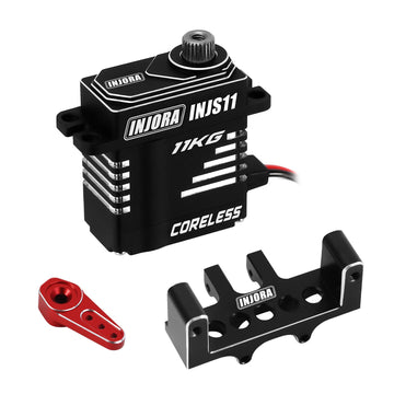 INJORA Coreless High Torque Micro Servo with Mount and Servo Horn for SCX24 C10 JLU Bronco Axial 1/24 RC Crawler Car Upgrade Par