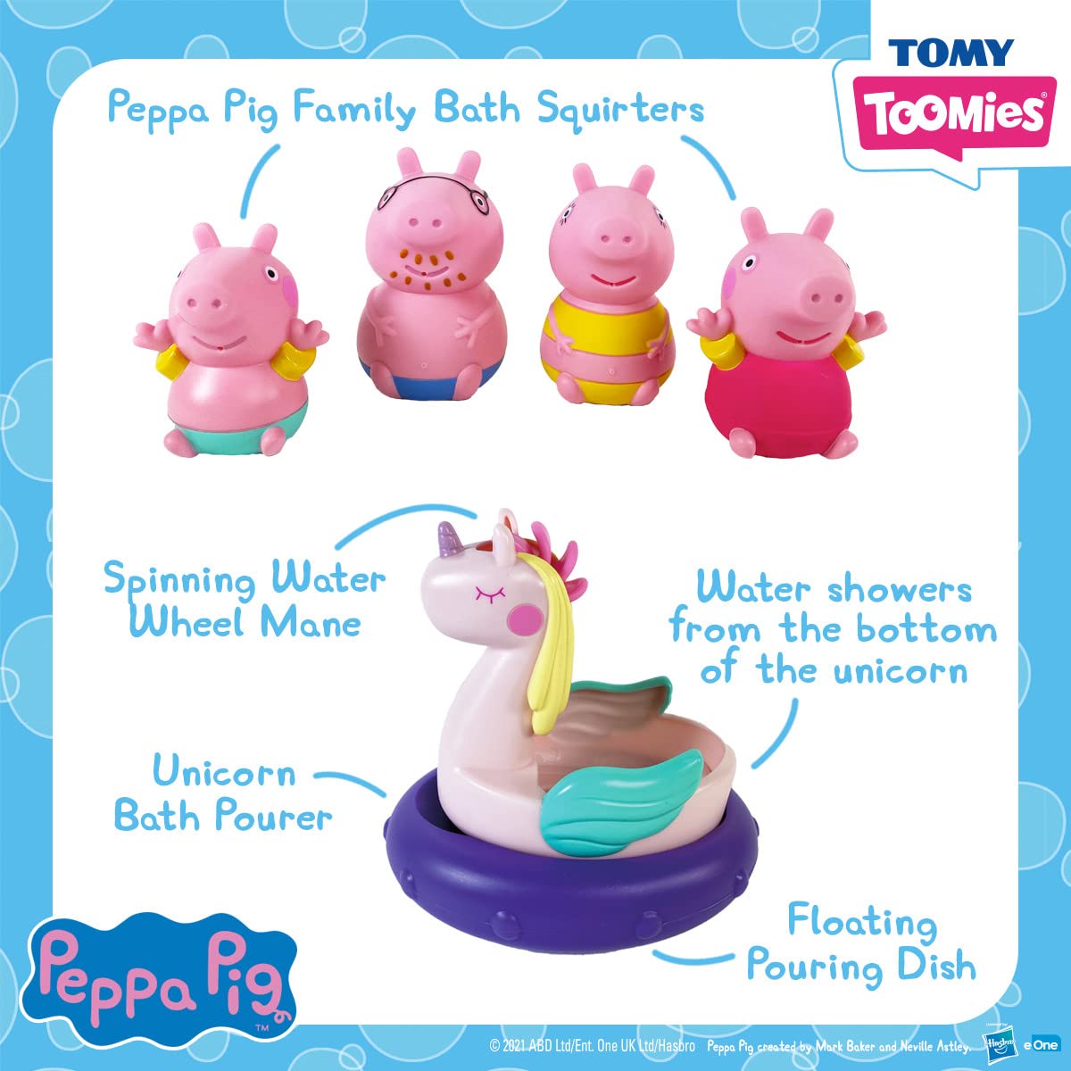 TOMY Toomies Peppa Pig Bath Toy Playset - Water Play Activity Center for Toddlers, Multicoloured, Model E73319C1, 18 Months+