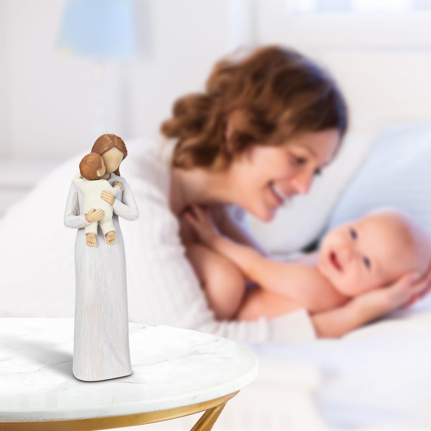 Carracci New Mom Gifts, Mother New Baby Figurines, Sculpted Hand-Painted Mom And Baby Child Figures Statues, Gifts For Mom Birth