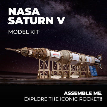 UGEARS NASA Saturn V Model Rocket Kit - Space Ship Model Kits for mature-themeds - 3D Wooden Space Shuttle Building Puzzles - Rocketship Spacecraft 3D Wood Puzzle