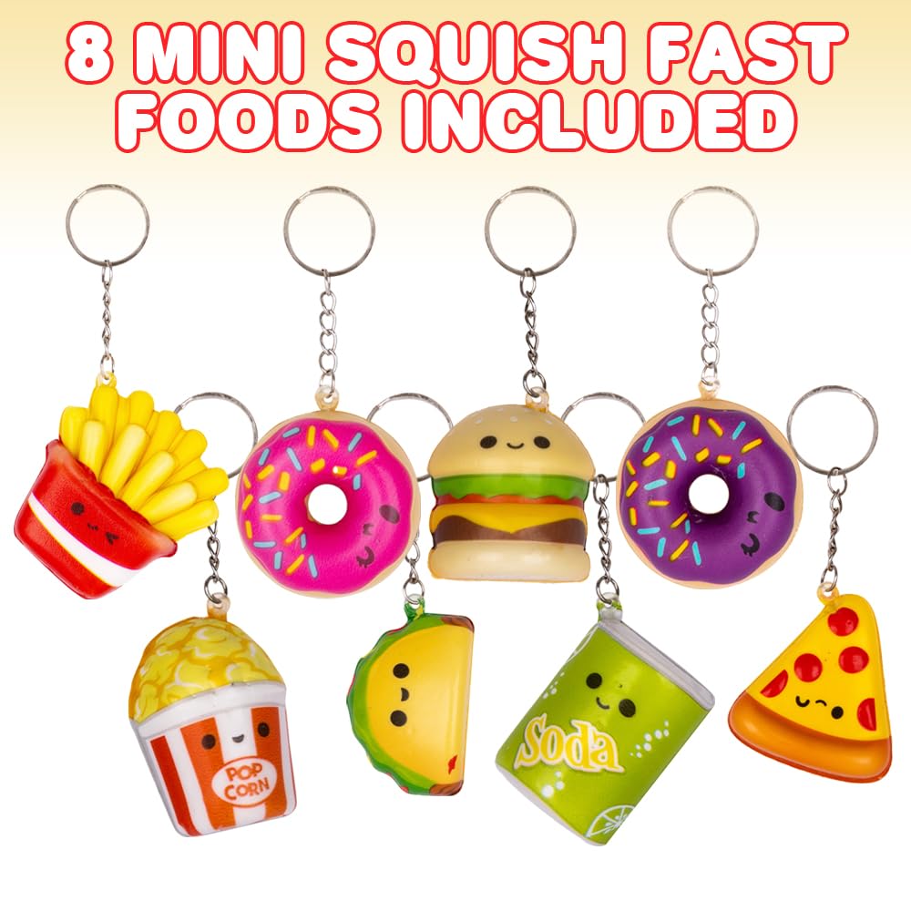 Artcreativity Mini Squish Fast Food Toys, Set Of 8, Slow-Rise Stress Relief Toys For Kids In Assorted Food Designs, Mini Fidget Toys For Sensory Play, Party Favors, Goodie Bag Fillers For Boys & Girls