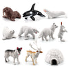 Natureman Mini Arctic Animals Toys Set 10Pcs Polar Animal Figurines Toy Play Setincludes Polar Bear Seal Reindeer Wolf Rabbit Ar