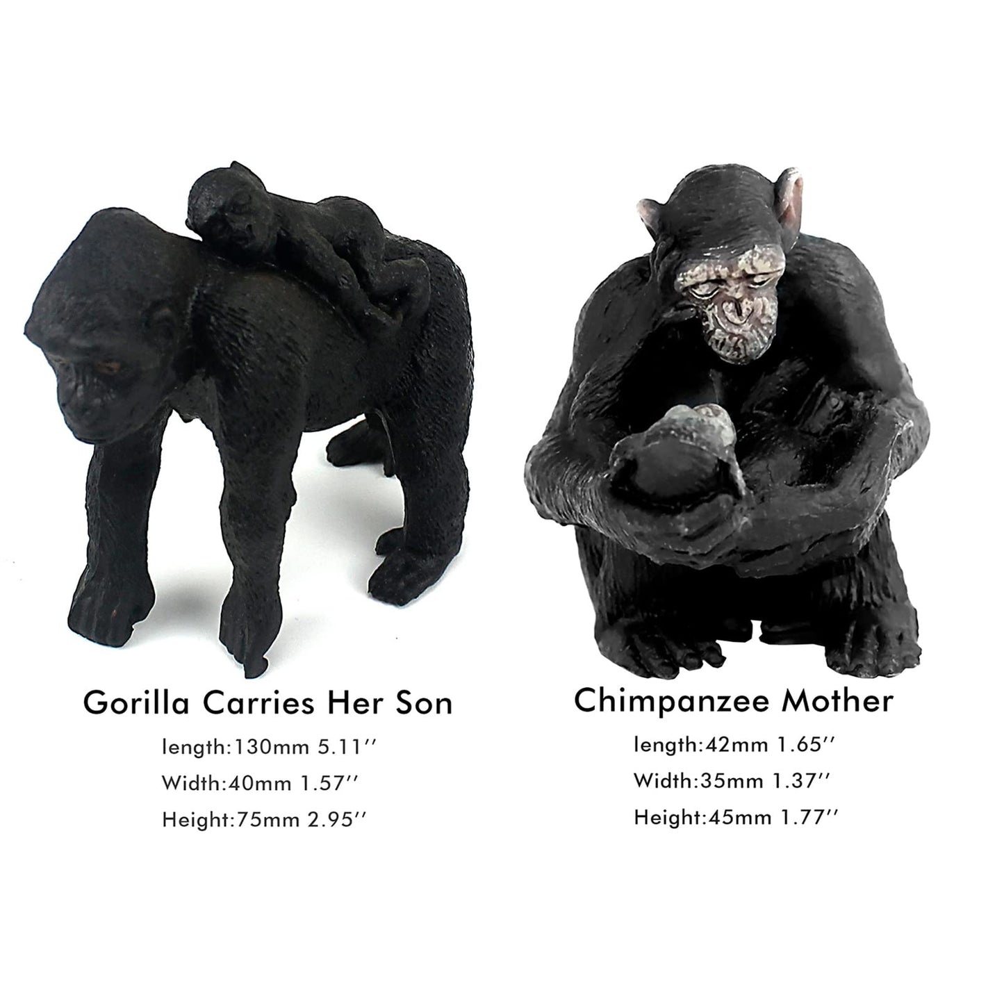 FUNSHOWCASE 10-Piece African Jungle Animals Toy Set - Realistic Chimpanzees & Gorilla Figurines for Play and Collecting