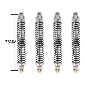 Pothyes 78Mm Aluminum Long Threaded Shocks Absorbers Oil Damper For 1/18 Rc Crawler Trx4M Trx-4M Kupgrade Parts (Silver)