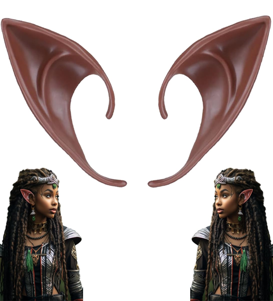 Cooljoy Elf Ears Brown Black Cosplay Fairy Elf Pixie Vampire Ears Soft Halloween Accessories Short Style