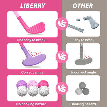 Liberry Toddler Golf Set For 2 3 4 5 Years Old Girls Boys, Upgraded Kids Golf Clubs Set With Golf Cart, Putting Mat, Outdoor Indoor Sports Toy Birthday Gift, Pink