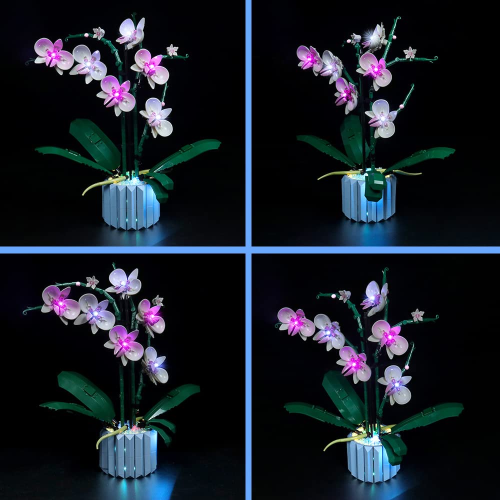 Vonado Led Lights Kit Compatible With Lego Orchid 10311 Plant Building Set With Flowers, Sound Control Lighting Set Compatible With Lego Artificial Botanical (No Blocks Model)