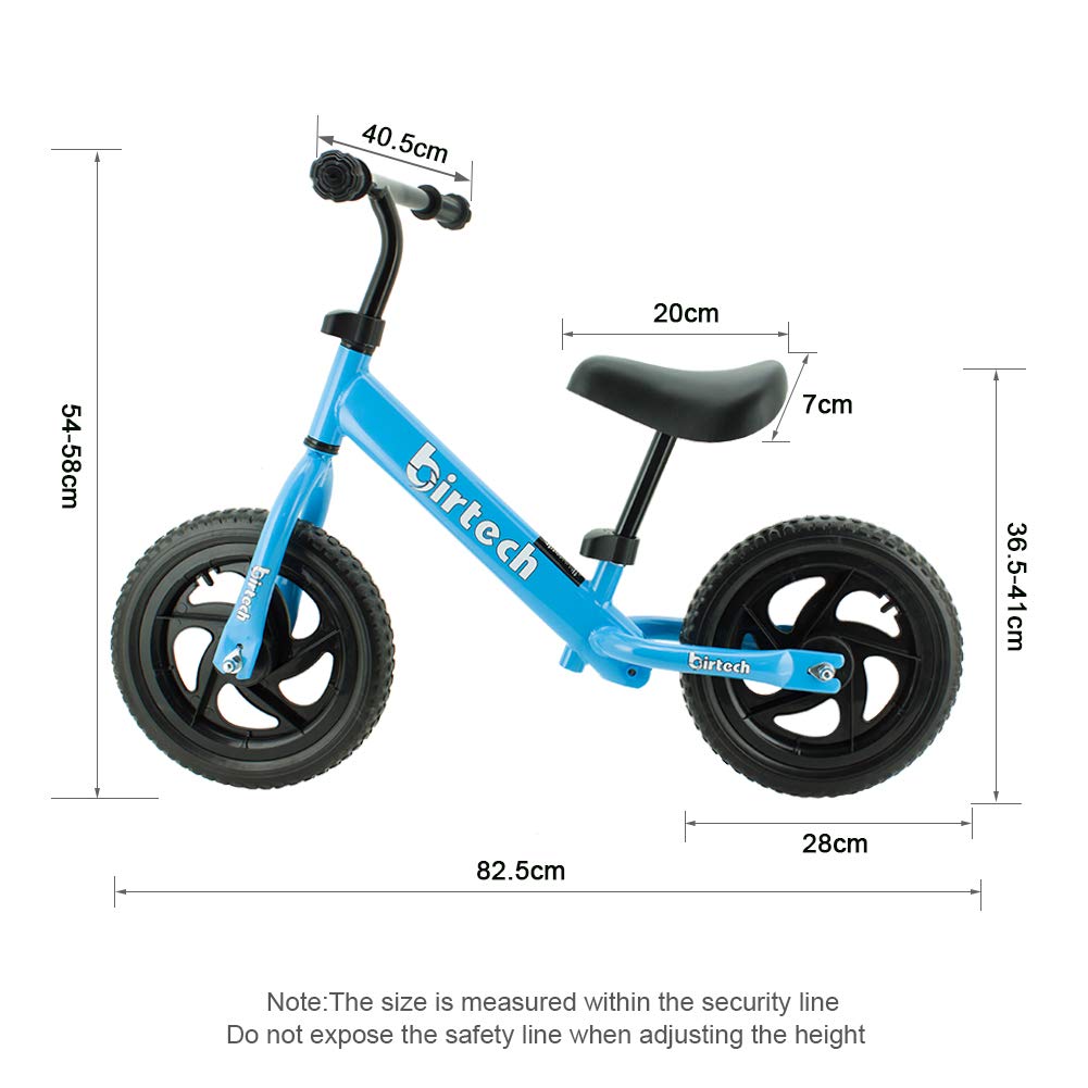 Birtech Balance Bike For 2-5 Year Old, 12 Inch Toddler Bike No Pedal Training Bicycle With Adjustable Seat Height, Airless Tire (Light Blue)