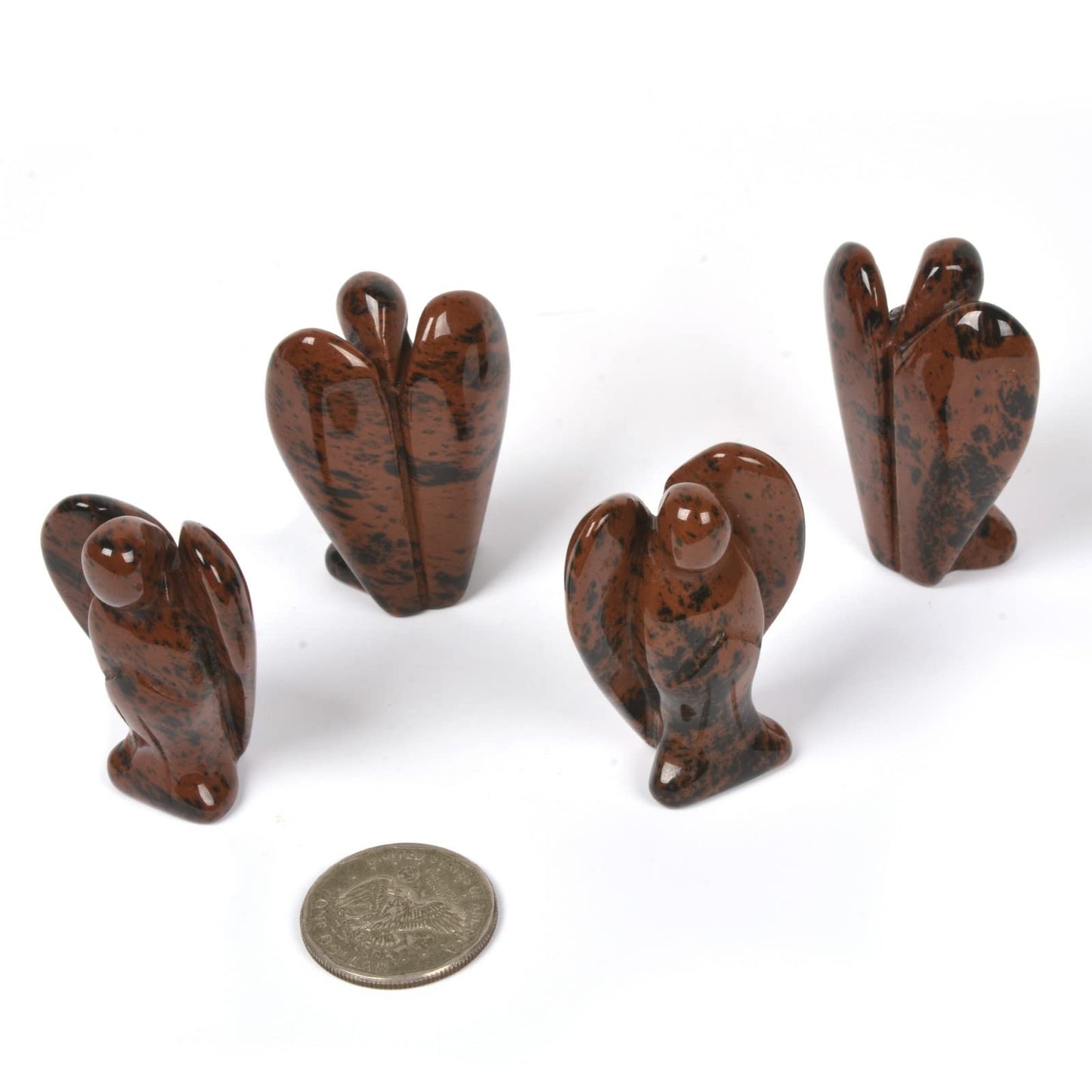 Justinstones Carved Mahogany Obsidian Gemstone Peace Angel Pocket Guardian Angelhealing Statue 2 Inch