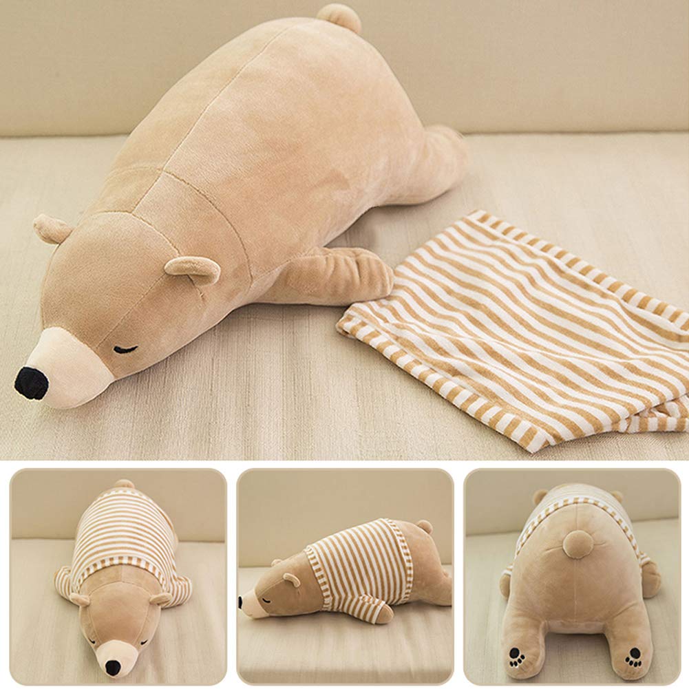 MMTTAO Polar Bear Plush Toy - 14" Brown Sleeping Stuffed Animal - Soft Huggable Doll for Kids & Adults