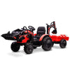 3-In-1 Kids 24V Ride On Tractor, Ride On Car Toy Excavator & Bulldozer - Battery-Powered Electric Vehicle W/Trailer, Digger, Rem