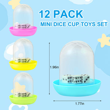 12 Pack Mini Dice Cup Set,Party Favors for Adults Kids Toddlers, Plastic Shaker Dice Game,Shaker Cup Desk Toys, Classroom Reward