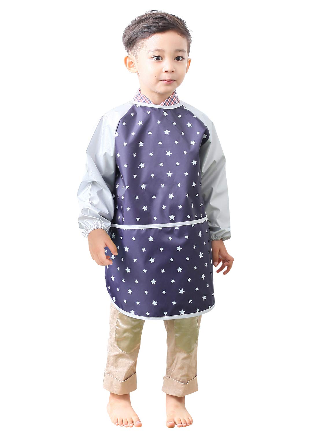 Plie Waterproof Kids Art Smocks 37 Colors (Age 1-10, S-Xxl Size), Sliver Star (06-Xxl)