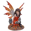 Pacific Giftware Fairyland Red Winged Fairy With Baby Owl Statue Figurine