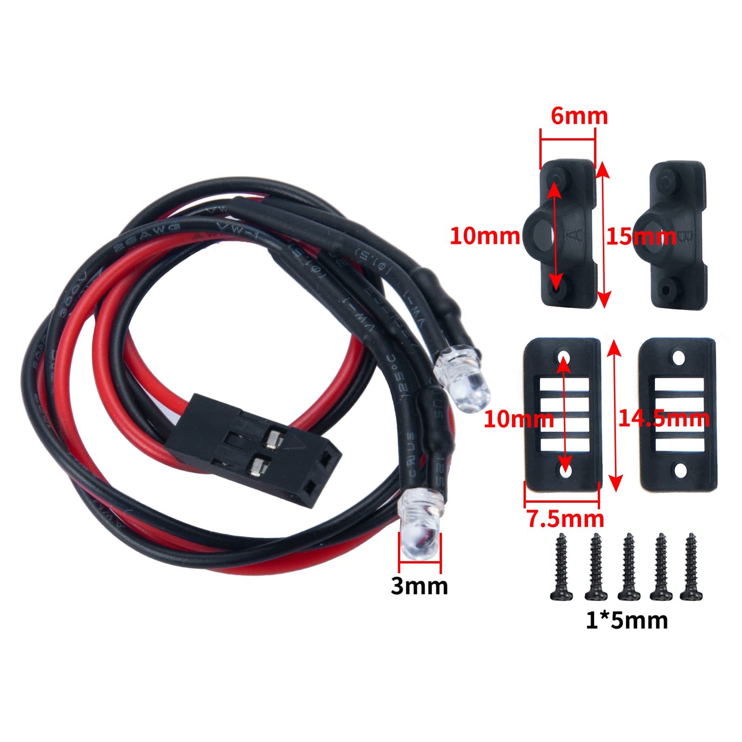 RC-Hub 1Set Rear Tail Light LED Lamp Set for 1/24 Axial SCX24 AXI00001 RC Crawler Car,Red