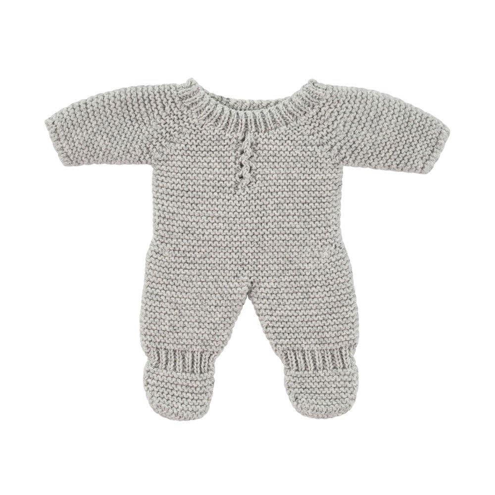 Miniland Clothes For Dolls 8 1/4'' Knitted Pajama Gray Color - Eco, Made In Spain, Quality, Role Play, Educational