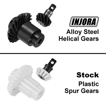 INJORA Steel Alloy Overdrive Helical Axle Gear Set 12/20T for 1/24 RC Crawler - Black (2 Sets)