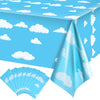 Tatuo Blue Sky White Clouds Birthday Party Supplies Cartoon Story Tablecloth Party Table Cover Cartoon Table Banner For Baby Kids Shower Birthday Decorations, 54 X 108 Inch(8 Pieces)