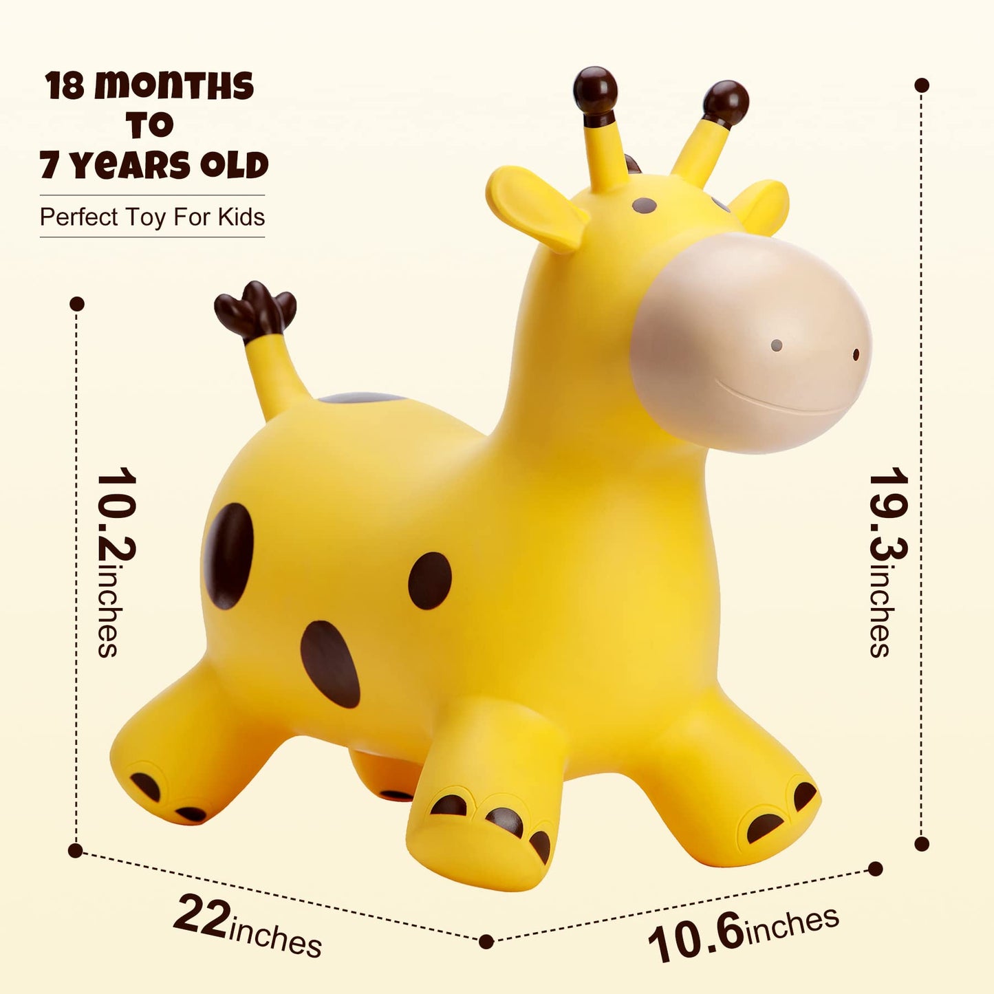 Playzap Giraffe Bouncy Horse Hopper, Bouncy Animals Hopper For Toddlers, Inflatable Jumping Ride On Bouncer, Kids Hopping Toys For 18M 2 3 Years Old Kids Boys Girls Gifts
