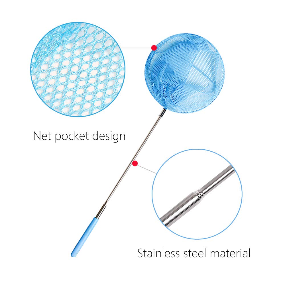 Skrtuan Kids Telescopic Butterfly Fishing Nets Great For Catching Insect Net Perfect Outdoor Tools For Catching Bugs Fish Insect Ladybird, Extendable 34 Inches And Anti Slip Grip (3 Pack)