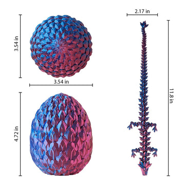 Aumeiller 3D Printed Dragon, Beautiful Flexible Crystal Dragon, Fidget Toy For Birthday Gift For Kids And Adults (Laser Purple)