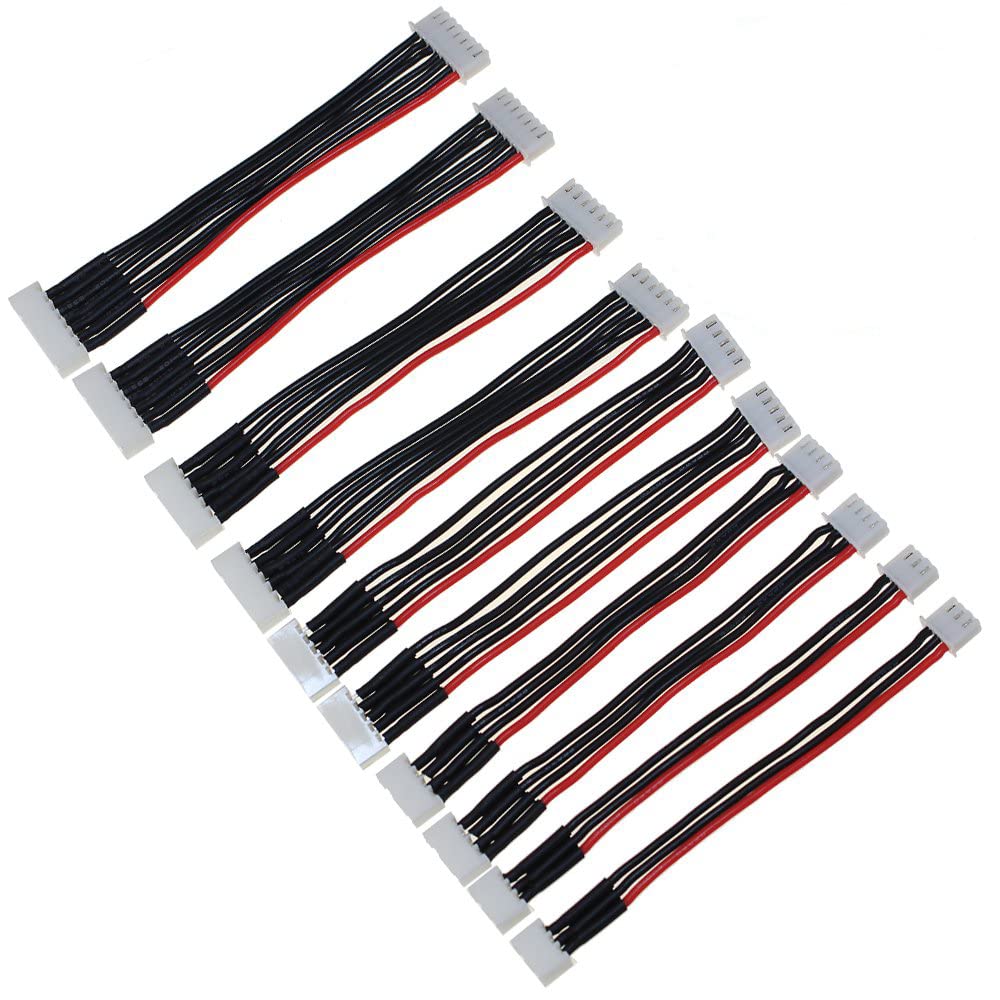 Sologood 10Pcs Jst-Xh 2S/ 3S/ 4S/ 5S/ 6S Battery Balance Plug Extension Lead 22Awg Silicone Wire Balance Leads Extension Cable F