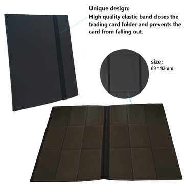 160 Pockets Trading Card Sleeves, Side Loading Pocket Binder, Album Pages Card Collector Coin Holders Wallets Sleeves Set (Black