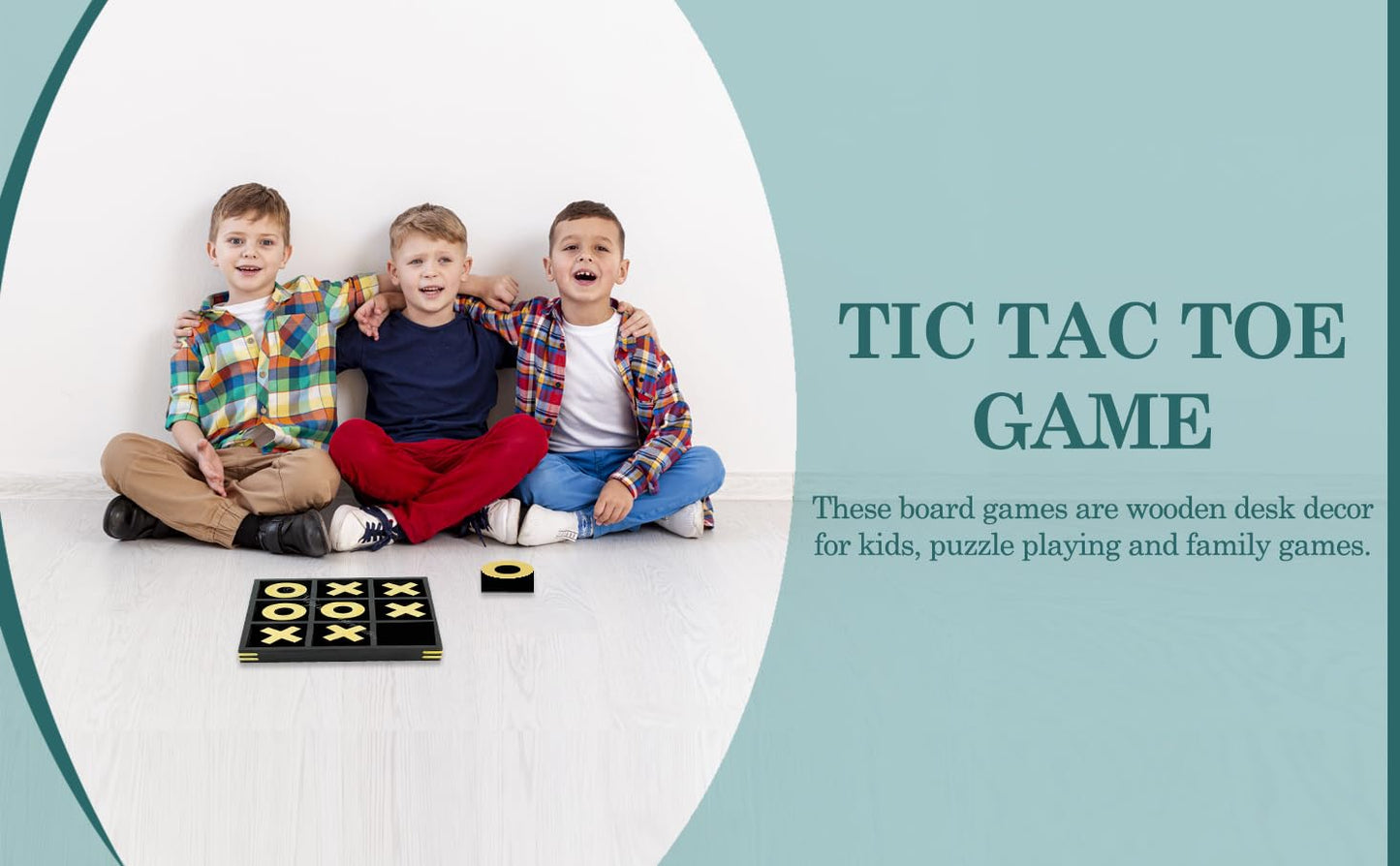10' Large Elegant Premium Black Tic Tac Toe Board Game | Wooden Puzzle Game | Coffee Table Wooden Decor & Games | Lightweight Gold Plated Pieces