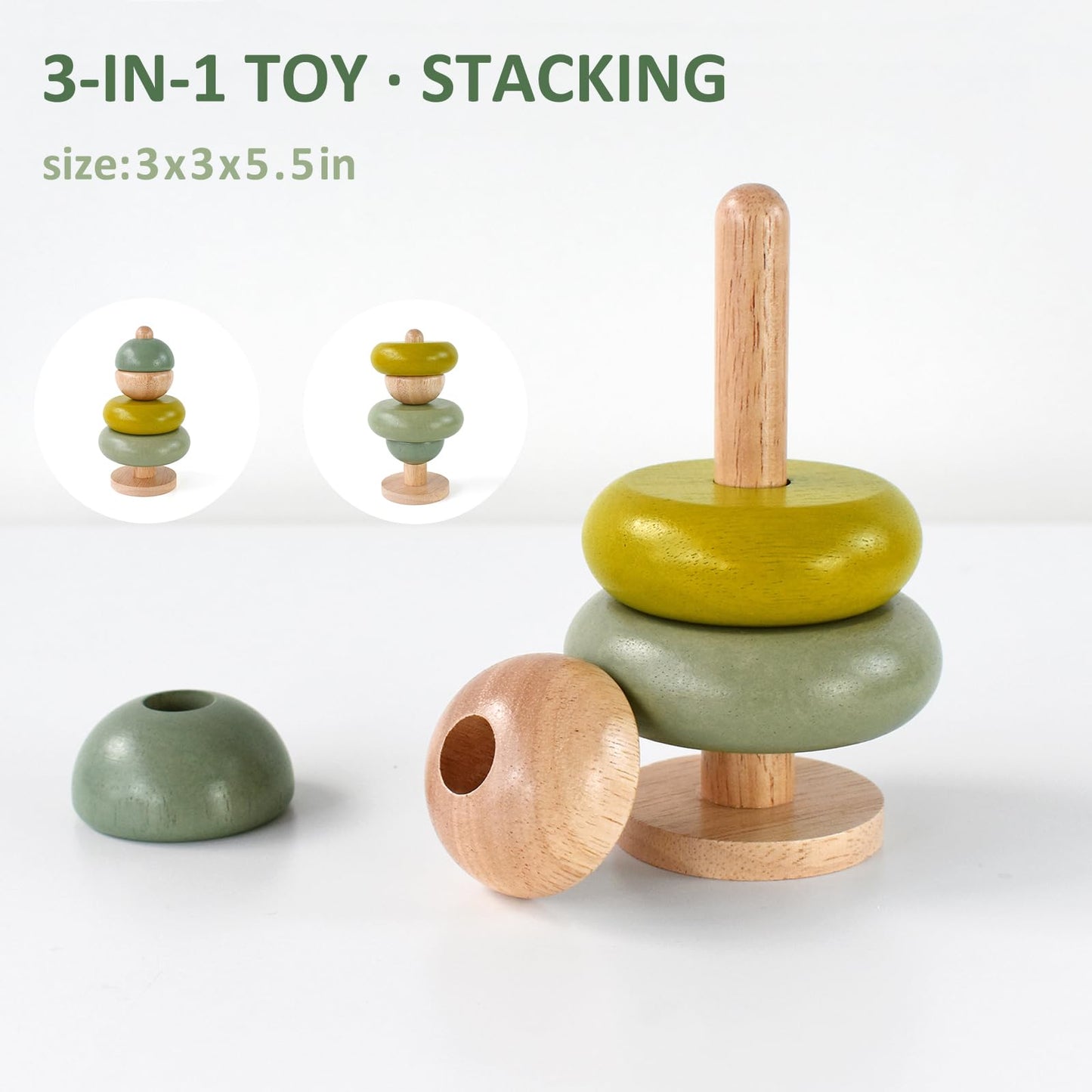 Pairpear Educational Toys Set 3 In 1 - Wooden Toys Shape Sorter Cubes - Activity Stacking Toys - Animal Todder Puzzles - Classic Learning Toys Gift For Baby 1 Year Old And Up.