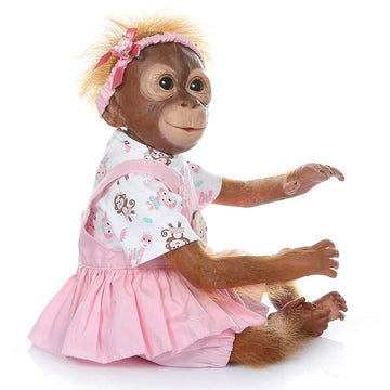 TERABITHIA 20 Inch Newborn Realistic Baby Doll Silicone Vinyl Reborn Monkey Dolls with Weighted Body Lifelike Flexible Collectible Art Doll That Look Real and Feel Real