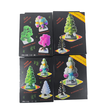 3 In 1 Mini Christmas Tree Magic Growing, Paper Tree Colorful Diy Crystal Growing Kit/Ornaments Decoration Toy Novelty Xmas Gift Boys Girls Science Kits & Toys Learning Guide (4-Pack)