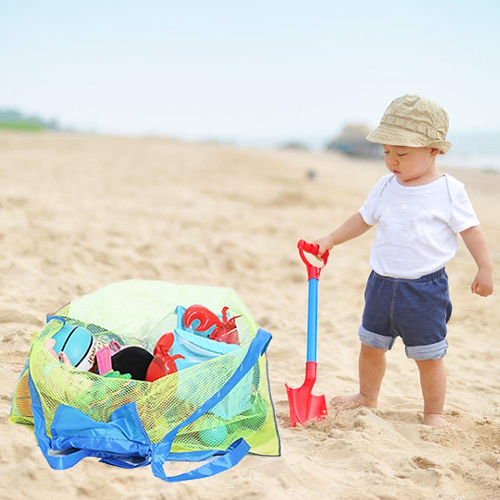 Mesh Beach Sand Toy Bags, Extra Large, Foldable Totes Shell Storage Bag Quick Dry Net Tote for Kids ,Away from Sand Pool Supplie
