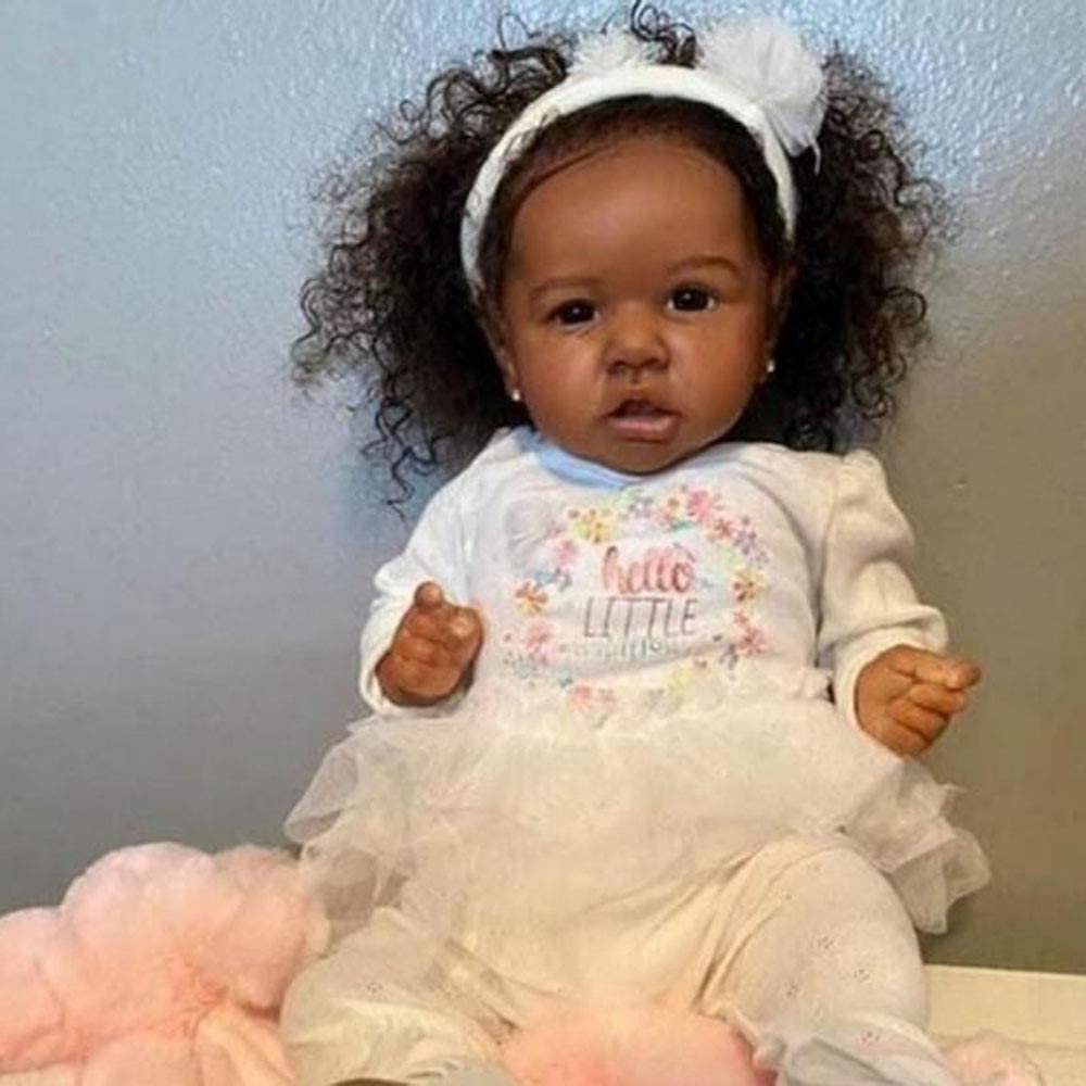 ZTDOLL Reborn Baby Dolls Girls Real Lifelike Baby Dolls African American Handmade Realistic Girl Baby Doll in Soft Vinyl and Wei