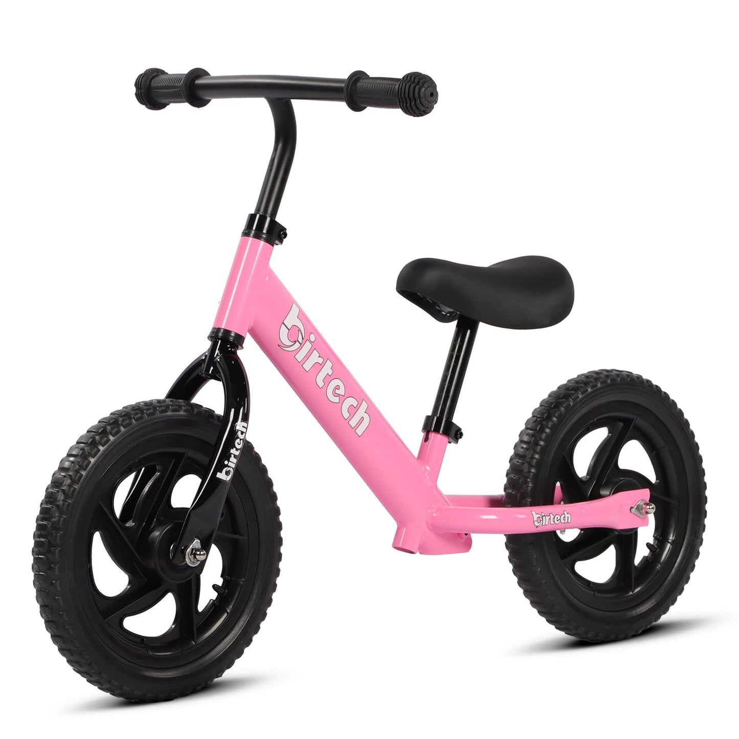 Birtech 12 Inch Toddler Balance Bike For Kids 2-6 Years Old, Adjustable Seat Height, Indoor Outdoor Toy Bicycle With No Pedals, Pink