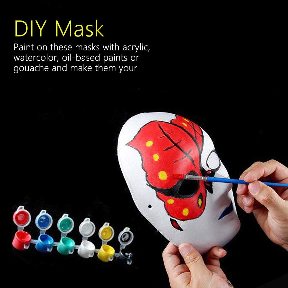 Lynkaye White Plain Masks,16 Pcs Diy Unpainted Masquerade Masks Craft Mardi Gras Dance Cosplay Party Mask Costume (Style A)