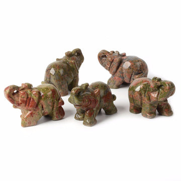 Justinstones Carved Natural Unakite Gemstone Elephant Healing Guardian Statue Figurine Crafts 2 Inch