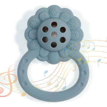 Dirbabi Rattle Teether, Lion Shape Montessori Baby Sensory Teething Toys, Food Grade Silicone Bpa Free, Newborn Essentials Must