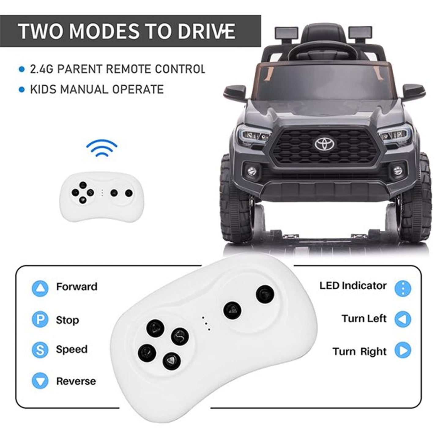 SEGMART 12V Electric Cars for Kids, Official Licensed Toyota Tacoma Ride on Car, Remote Control Truck Kids Car for Boys & Girls,