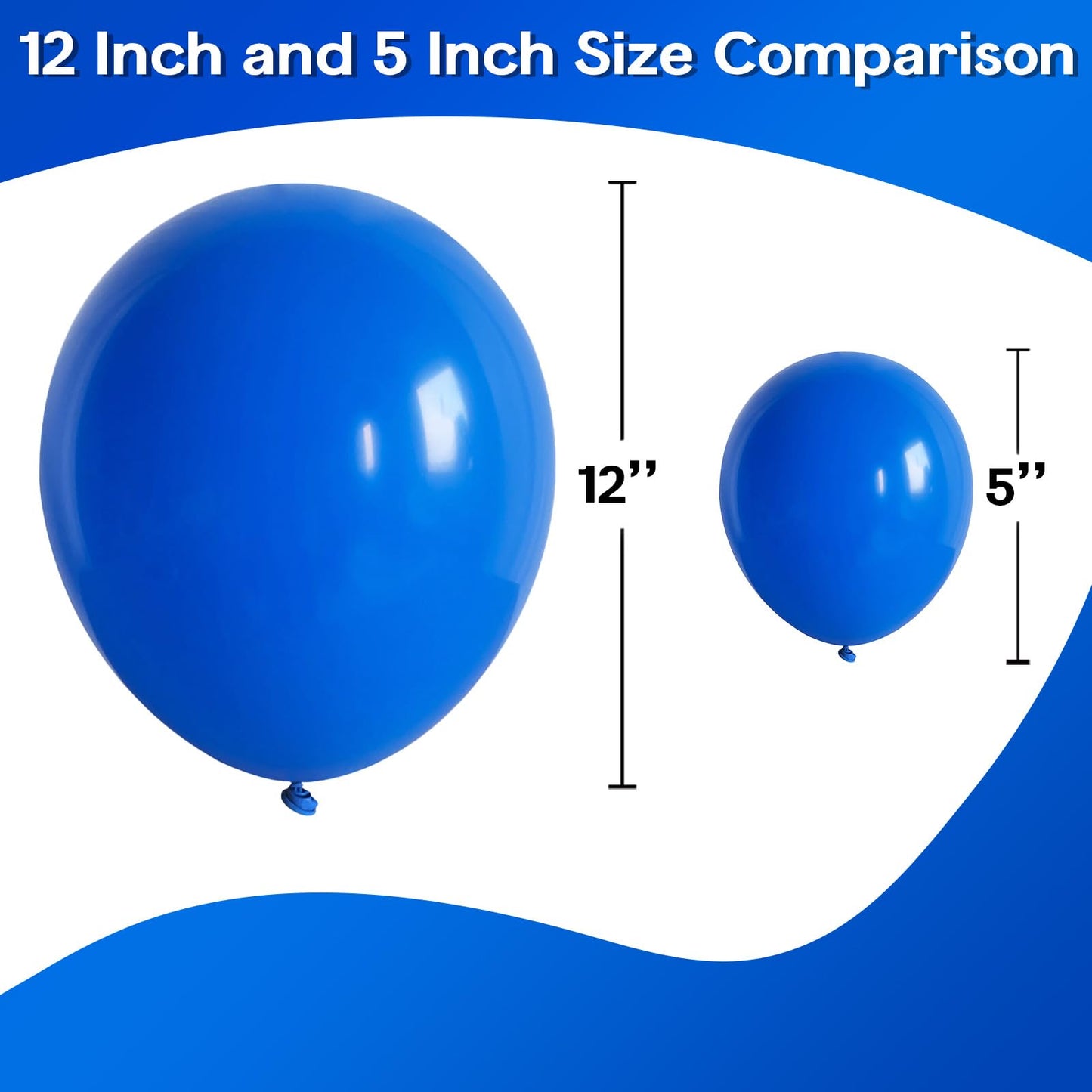 Jobkoo Blue Balloons 5 Inch, 60Pcs Small Dark Blue Balloon Kit Royal Blue Latex Balloons 5'' Mini Matte Blue Helium Party Balloo
