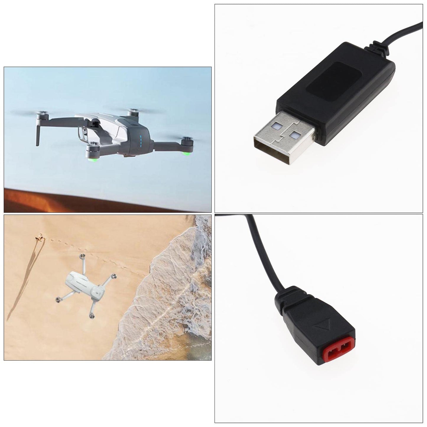 ECSiNG 2Pcs USB Charger Cables Replacement Compatible with SYMA X5HW X5HC X5UW X5UC X21 X21W RC Quadcopter USB Charging Wire Bla