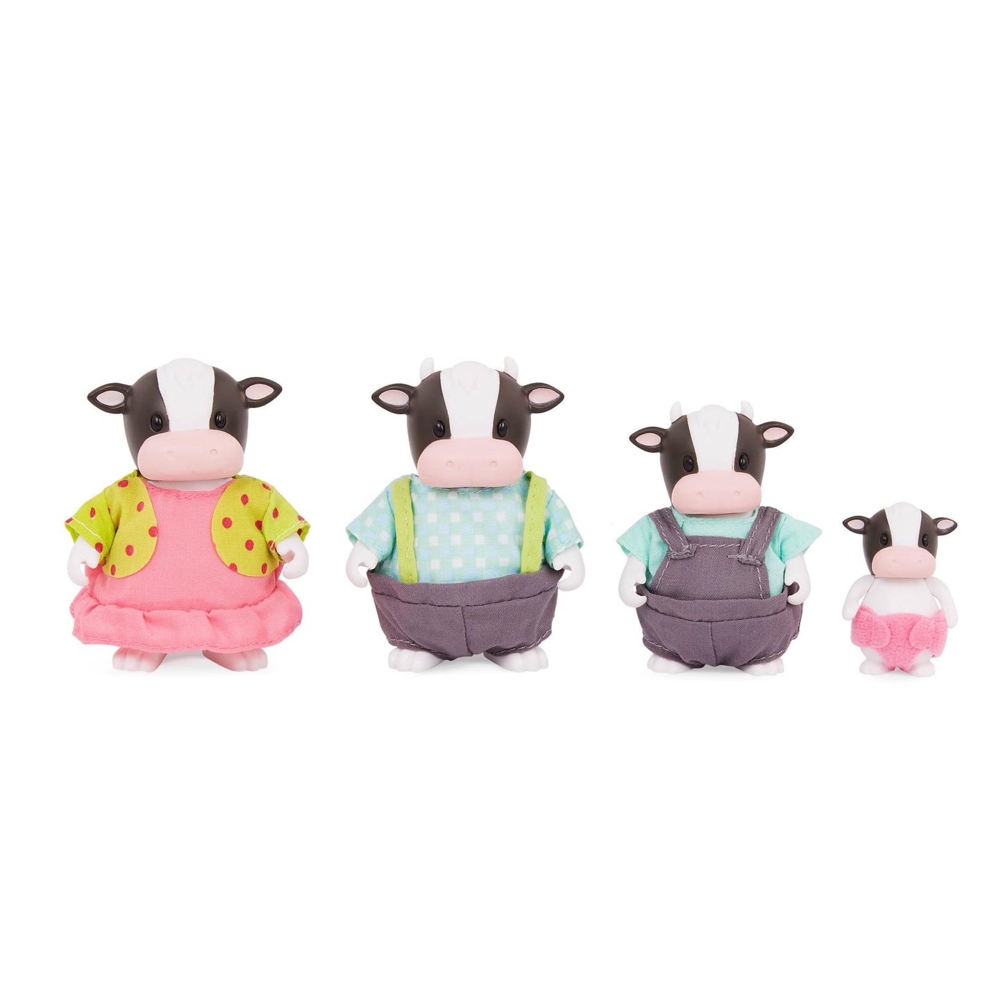 Li'L Woodzeez – The Moosicalmoo Cow Family – Non Flocked – Set Of 4 Collectible Posable Cow Figures With Storybook – Pretend Play Doll Figures – Gift Toy For Kids Age 3+