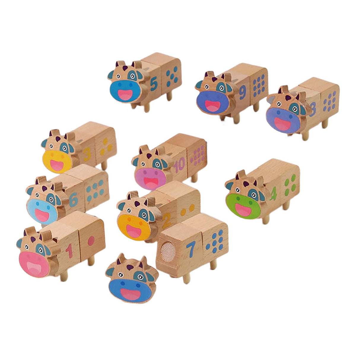 Calandis 10Pcs Wooden Sorting Stacking Block Montessori Toys For Kids Children Unisex | Toys For Baby