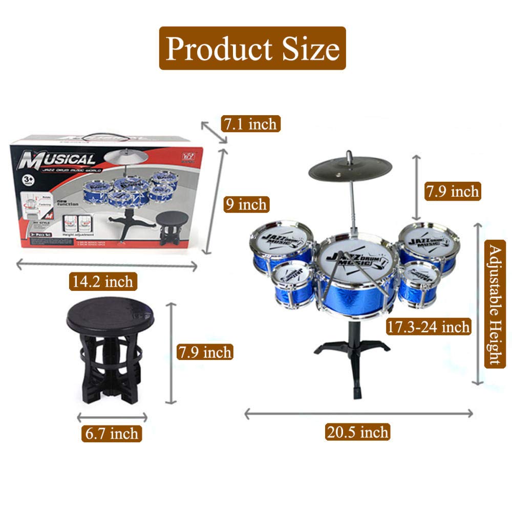 Skloer Kids Drum Set Toddler Instrument Set Educational Percussion Stimulating Children’S Creativity Drum Set For Kids Boys And Girls Blue