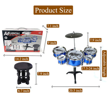 SKLOER Kids Drum Set - Educational Percussion Instrument for Toddlers, Blue, Model YLY-JG204-SBN